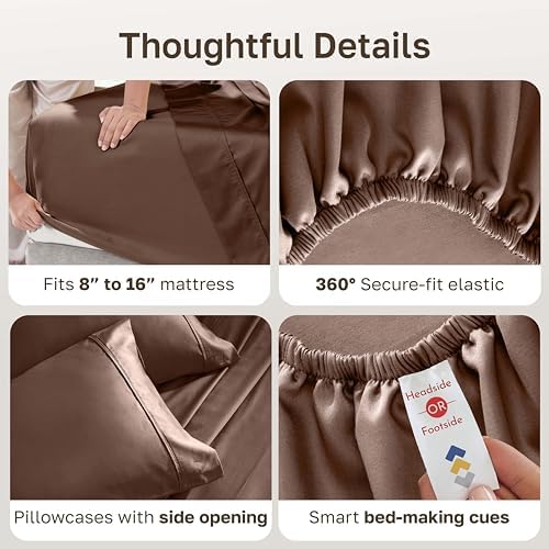 California Design Den Soft 100% Cotton Sateen Queen Size Sheets - Image 5