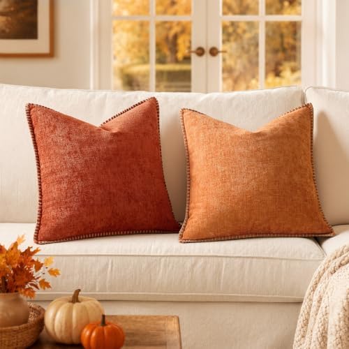 MIULEE Fall Decorative Couch Throw Pillow Covers 16x16 Inch Rust 2 Pack - Image 5