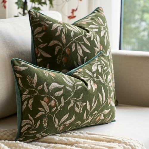 Alerfa Green Floral Throw Pillow Cover 20 x 20 Inch Sqaure Luxury Decorative - Image 6