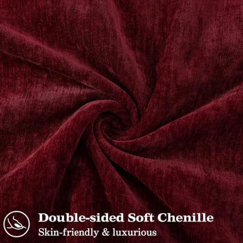 decorUhome Chenille Wine Red Velvet Throw Pillow Covers 12x20 Set of 2 - Image 2