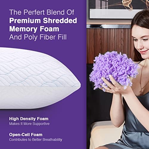 WISHSMILE Cooling Shredded Memory Foam Pillows King Size 2 Pack - Image 5
