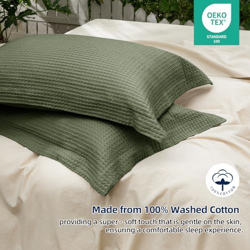 CHUFFED 100% Cotton Waffle Weave Pillowcases 2 Pack Queen Size, 20x30 Inches - Image 3