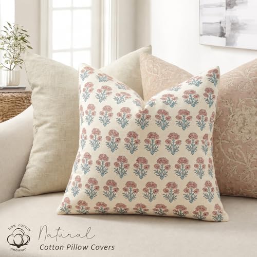 Farmhouse Floral Pillow Covers 20x20 Set of 2, Country Botanical Throw Pillow - Image 2