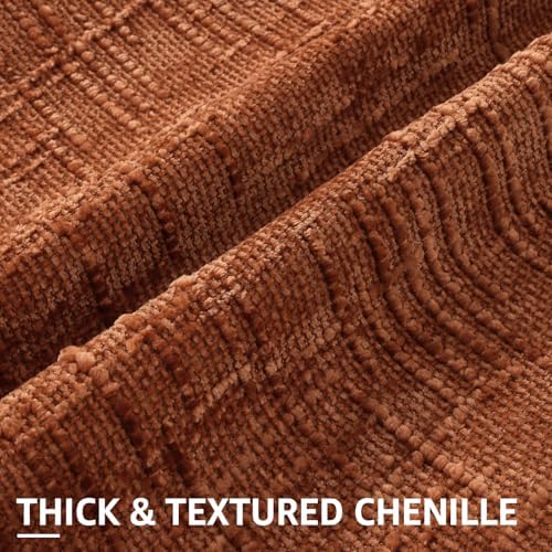 decorUhome Textured Chenille Throw Pillow Covers 12x20 Set of 2 Rust - Image 2