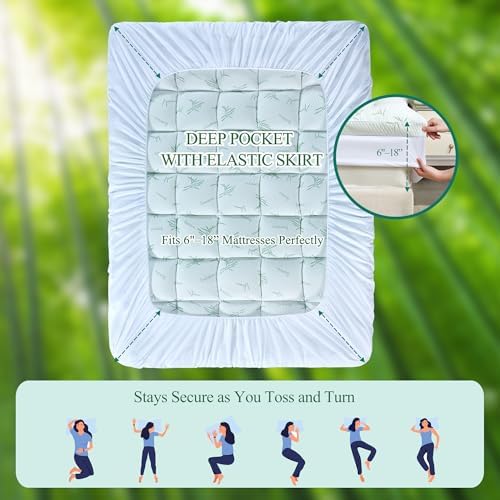 Queen Mattress Topper, Cooling Pillow Top Matress Pad - Image 6