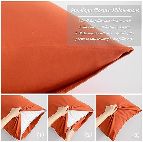 NTBAY California King Microfiber Pillowcases, Brunt Orange - Image 4