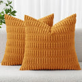 MIULEE Euro Fall Corduroy Decorative Throw Pillow Covers 24x24 Burnt Orange by MIULEE