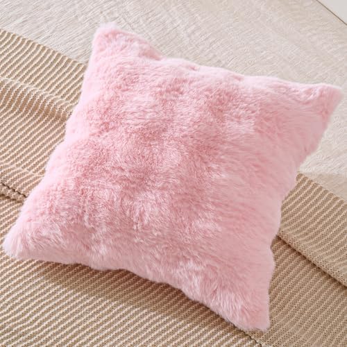 AmHoo Pack of 2 Throw Pillow Covers 3D Dense Faux Rabbit Fur Cozy Super Soft - Image 3