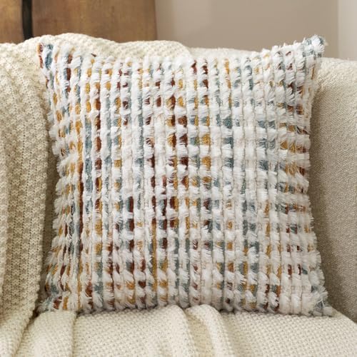 Aeckself Boho Chenille Tufted Pillow Cover 24 x 24 Inch, Decorative Square Big - Image 3