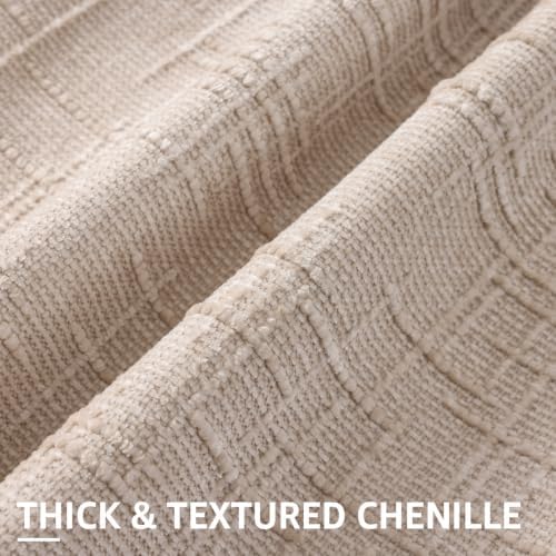 decorUhome Textured Chenille Throw Pillow Covers 20x20 Set of 2 Ivory - Image 2