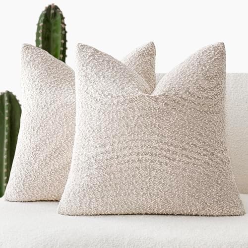 Foindtower Decorative Textured Boucle Throw Pillow Covers 20x20 Inch by Foindtower
