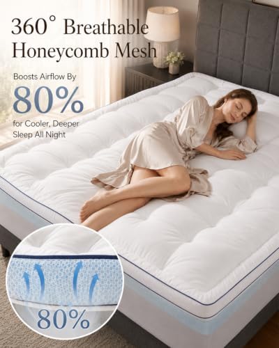 Queen Mattress Topper 4 Inch, Cooling Memory Foam Mattress Topper Queen Size - Image 5