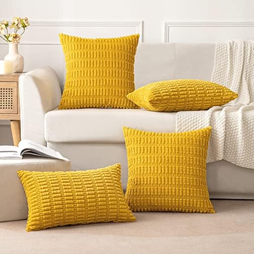MIULEE Decorative Throw Pillow Covers 16x16 Mustard Yellow Pack of 2 - Image 5