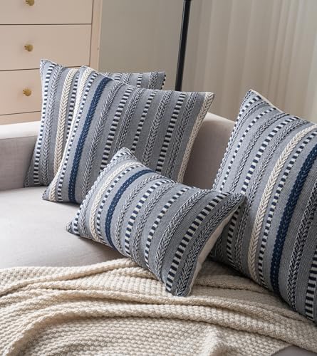 Cethom Boho Throw Pillow Covers 20x20 Inch Set of 2, Farmhouse Decorative Couch - Image 3