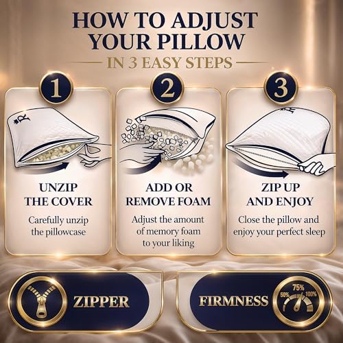 Royal Therapy 2-Pack King Size Pillows, Shredded Memory Foam Pillow - Image 5