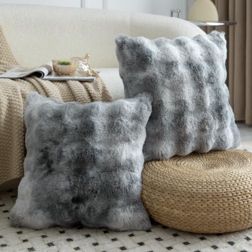 MADIZZ Pack of 2 Thick Plush Faux Wool Throw Pillow Covers Soft Boho Throw - Image 2