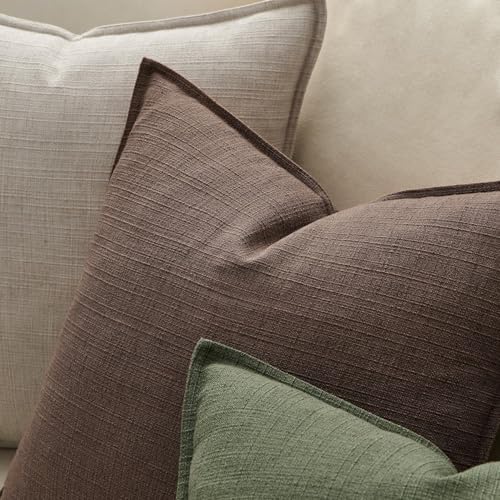 MIULEE Thick Textured Euro Sham Throw Pillow Covers 26x26 Inch Dark Brown - Image 3