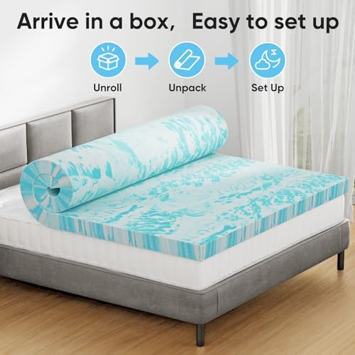 OLIXIS 2 Inch King Cooling Gel Infused Memory Foam Mattress Topper, Bed Pad - Image 6
