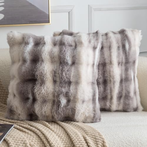 MADIZZ Pack of 2 Thick Plush Faux Wool Throw Pillow Covers Soft Boho Throw by Madizz