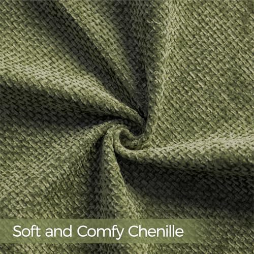 a moment Olive Green Chenille Throw Pillow Covers 18x18 Inch Pack of 2 Modern - Image 3