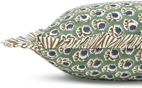 Ridhi Block Print Basil Green Throw Pillow Cover 24" x 24" Decorative Cushion - Image 5