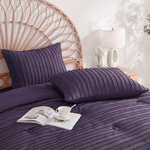 JELLYMONI Purple Striped Tufted Pillowcases Standard Size - Image 2
