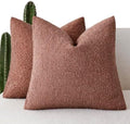 Foindtower Decorative Textured Boucle Throw Pillow Covers 22x22 Orange Red by Foindtower