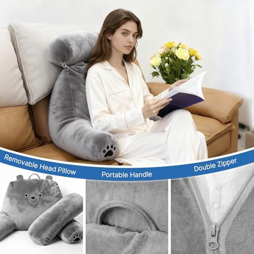 Reading Pillow Plus, Crystal Velvet Back Pillow Bed Sitting Up - Image 5