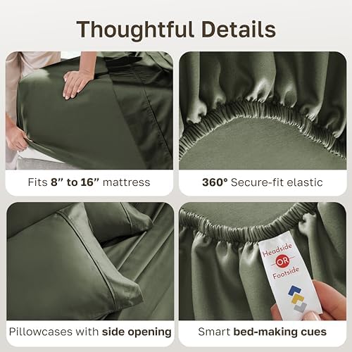 California Design Den Soft 100% Cotton Sateen King Size Sheets Set - Image 4