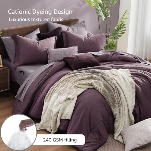 Monbix Super King Plus Comforter Set 7 Pieces Italian Plum Bed in a Bag - Image 3