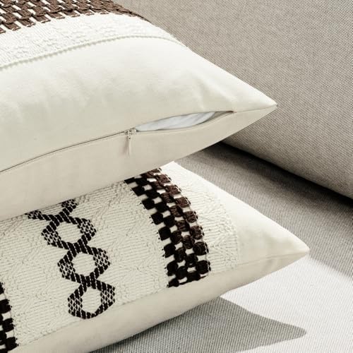 MIULEE Set of 2 Dark Brown Boho Decorative Pillow Covers 20x20 Inch - Image 5