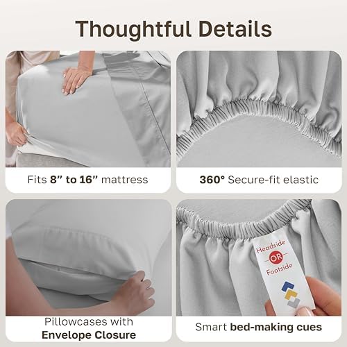 California Design Den Soft 100% Cotton Hotel Sheets King, Light Grey - Image 5