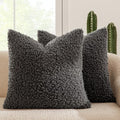 MIULEE Decorative Faux Fur Pillow Covers Sherpa 20x20 Dark Gray by MIULEE