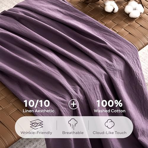 JELLYMONI 100% Washed Cotton Pillowcases, Envelope Closure 2-Pack - Image 4