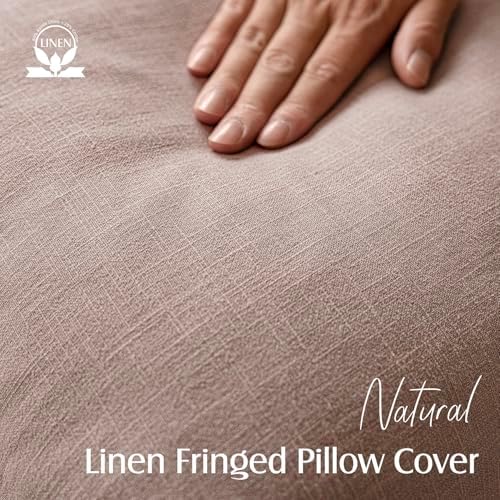 Foindtower Boho Linen Fringe Lumbar Throw Pillow Covers 12×20 Dusty Pink - Image 2