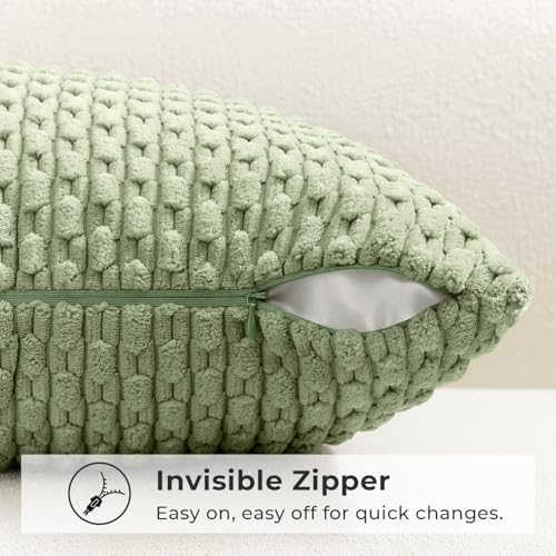 Kevin Textile Soft Corduroy 16"x26" Lumbar Pillow Cover 1 Pack, Sage Green - Image 3