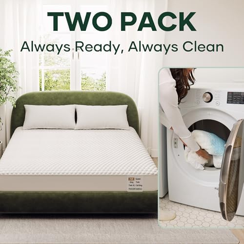 OhGeni 100% Waterproof Mattress Protector, Fitted Sheet, Twin-2 Pack - Image 4