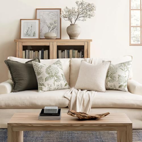 Set of 2 Decorative Floral Pillow Covers 16x16 Inch Light Green - Image 4