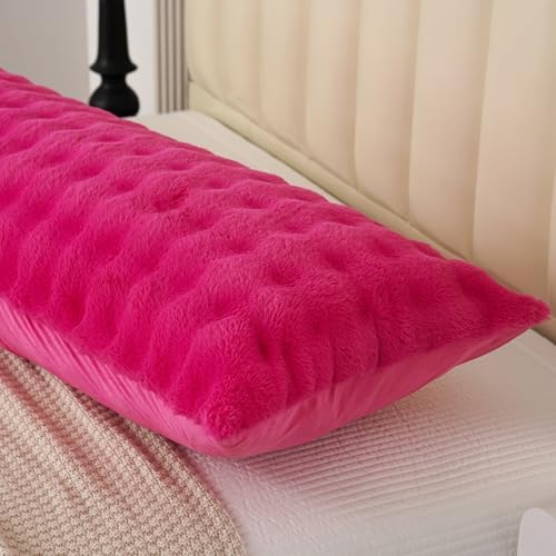 Fluffy Faux Fur Body Pillowcase, Luxury Bubble Waffle Carved Plush Long Size - Image 6