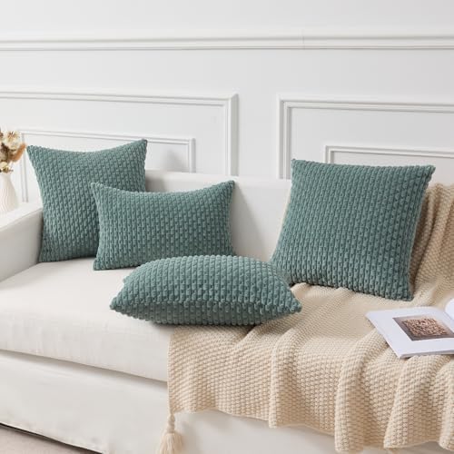 Kevin Textile Soft Corduroy 14"x22" Lumbar Pillow Cover 1 Pack, Teal Green - Image 5