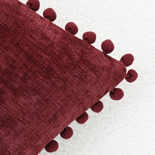 CaliTime Decorative Couch Throw Pillow Covers 20 X 12 Inches Burgundy - Image 2
