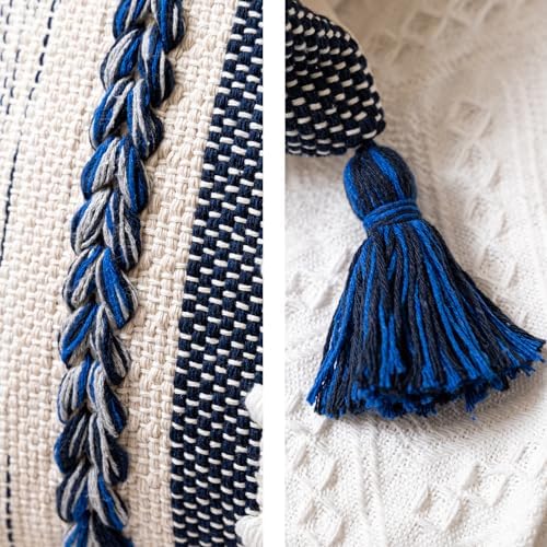 BlissBlush Navy Dark Blue Decorative Throw Pillow Cover 20x20 Square Boho - Image 7