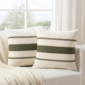Fancy Homi Set of 2 Boho Olive Green Euro Decorative Throw Pillow Cover 26x26 by Fancy+Homi