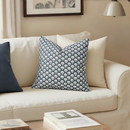 MIULEE Floral Print Decorative Pillow Covers 20x20, Dusty Blue - Image 2