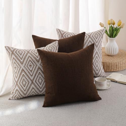 HPUK Throw Pillow Covers 18x18, Chocolate Couch Pillow Covers - Image 3