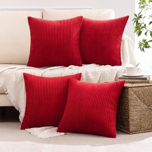MIULEE Soft Corduroy Decorative Throw Pillow Covers Christmas Red 20x20 - Image 5
