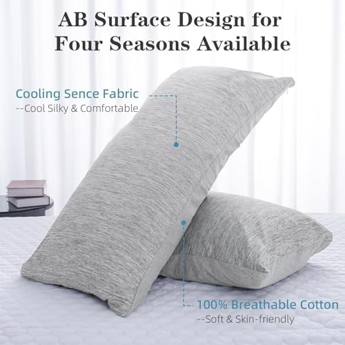 CHOSHOME Body Pillow Cover, Cooling Pillow Cases Zipper Long Pillow Case - Image 2