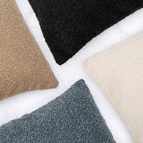 JoraLion 14x36 inch Boucle Lumbar Pillow Cover, Cream Woven Texture Neutral - Image 3