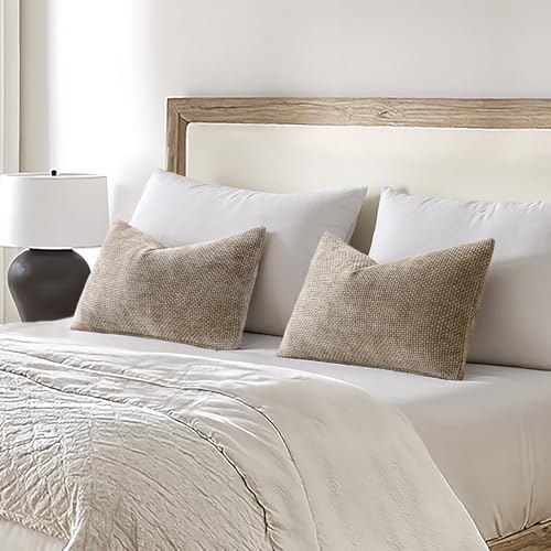 MIULEE Decorative Neutral Khaki Euro Sham Pillow Covers 24x24 Inch 2 Pack - Image 3