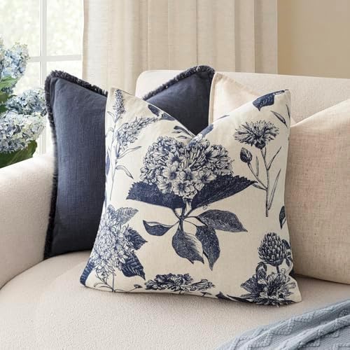 Foindtower Set of 2 Linen Floral Vintage Throw Pillow Covers Neutral Accent - Image 4